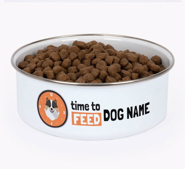 Time To Feed: Personalized {breedFullName} Enamel Dog Bowl